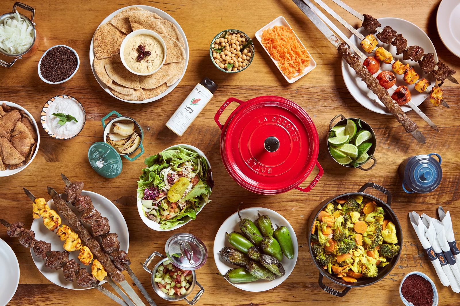 Hospitality: Table spread, top down